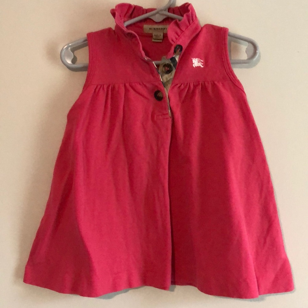 {Burberry} Sleeveless Pink Baby Girl Dress, 12 mon